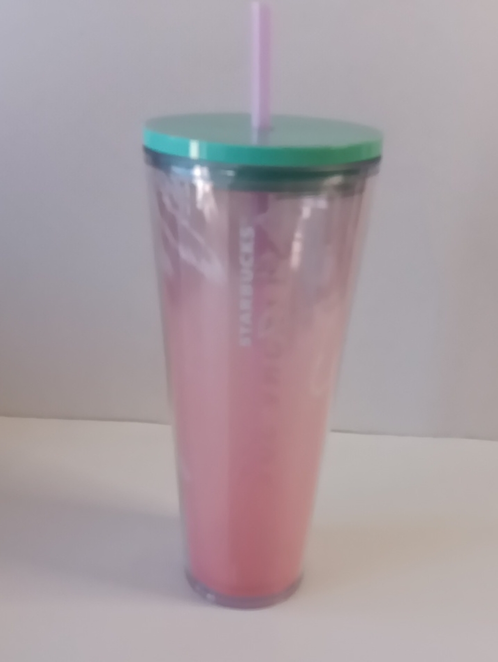 Starbucks Palm Tree Pink Los Angeles 24oz Cold Tumbler Green Lid & Pink Straw